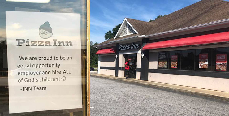 A sign outside of a Pizza Inn restaurant in Greenville South Carolina A sign outside of a Pizza Inn restaurant in Greenville South Carolina