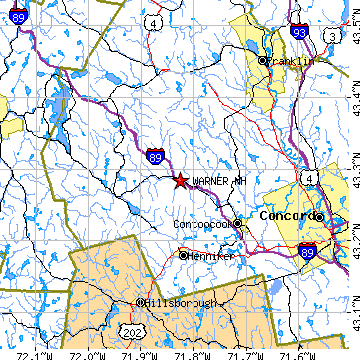 The city map of Warner New Hampshire