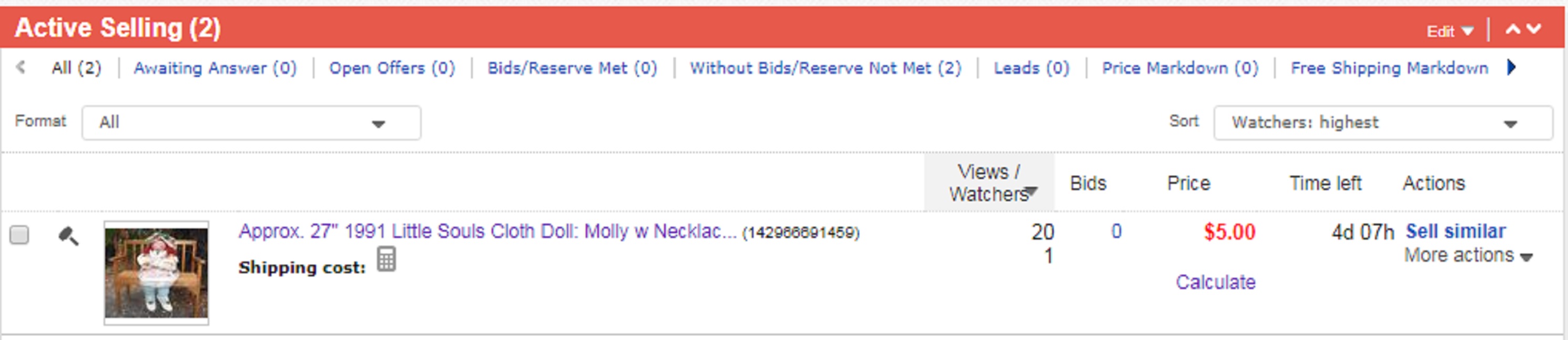 Latest screencap I took of my eBay auction