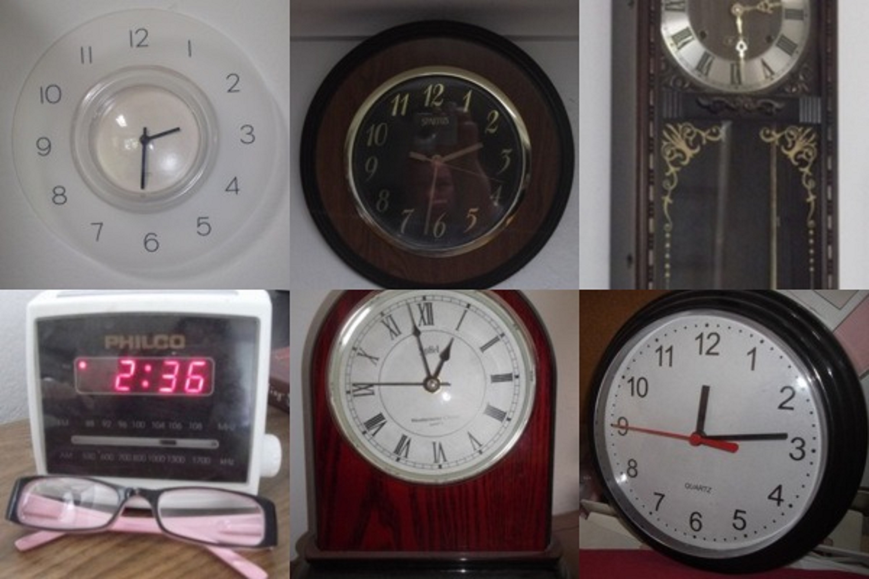 Photos taken by me of the clocks in the house made into a collage