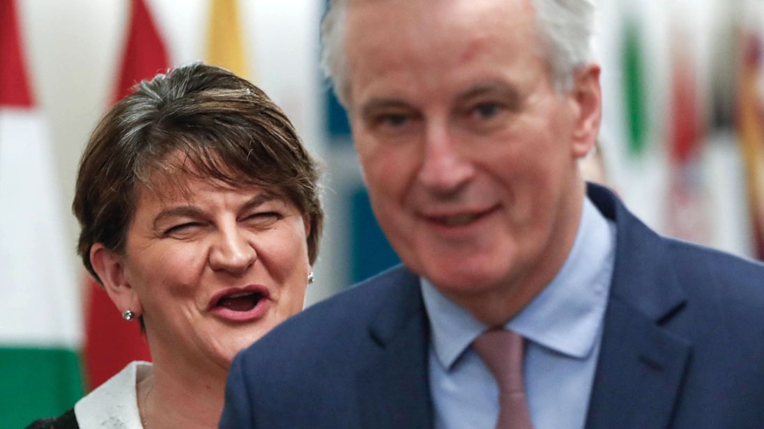 Arlene Foster NI First Minister, and Michel Barnier, EU Chief Negotiator. Arlene Foster NI First Minister, and Michel Barnier, EU Chief Negotiator.