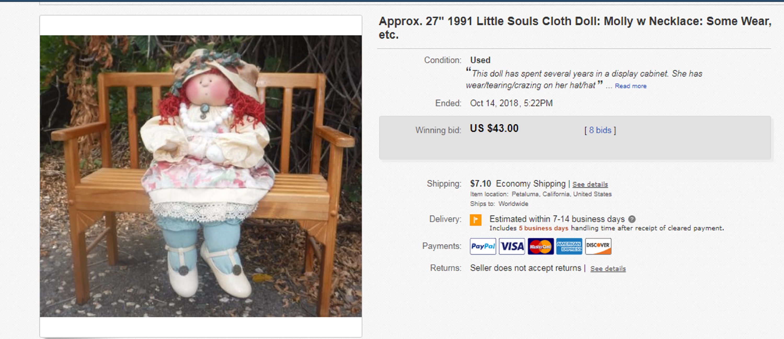 Screencap of Mom&#039;s doll that sold on ebay