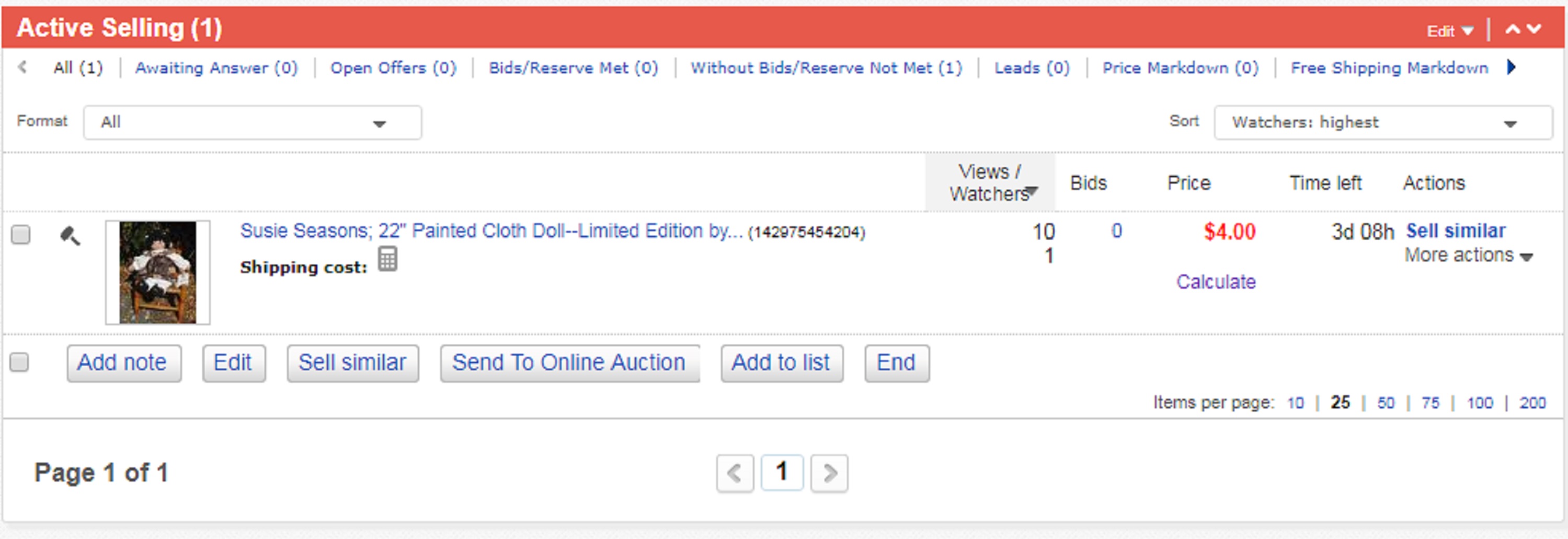 screencap of my eBay auction
