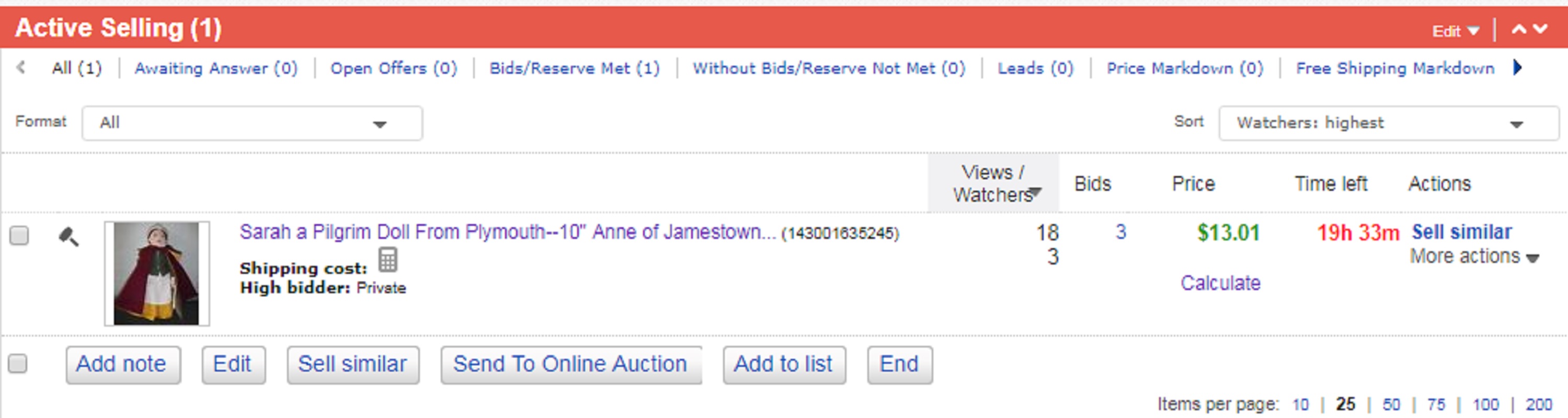 Screen cap of the eBay auction for the Pilgrim doll Screen cap of the eBay auction for the Pilgrim doll