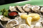 Oysters of the Half Shell - Picture of a plate of oysters on the half shell and lemon slices