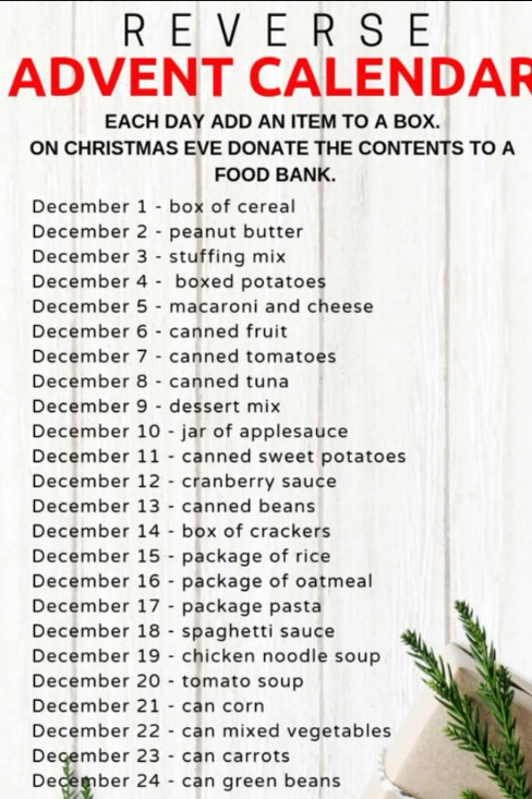 reverse advent calendar reverse advent calendar