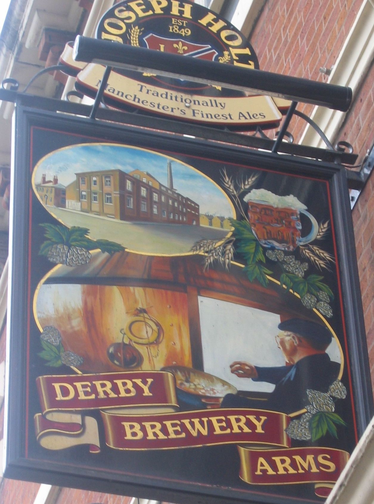 Photo taken by me – pub sign for The Derby Brewery Arms Cheetham Hill Manchester Photo taken by me – pub sign for The Derby Brewery Arms Cheetham Hill Manchester