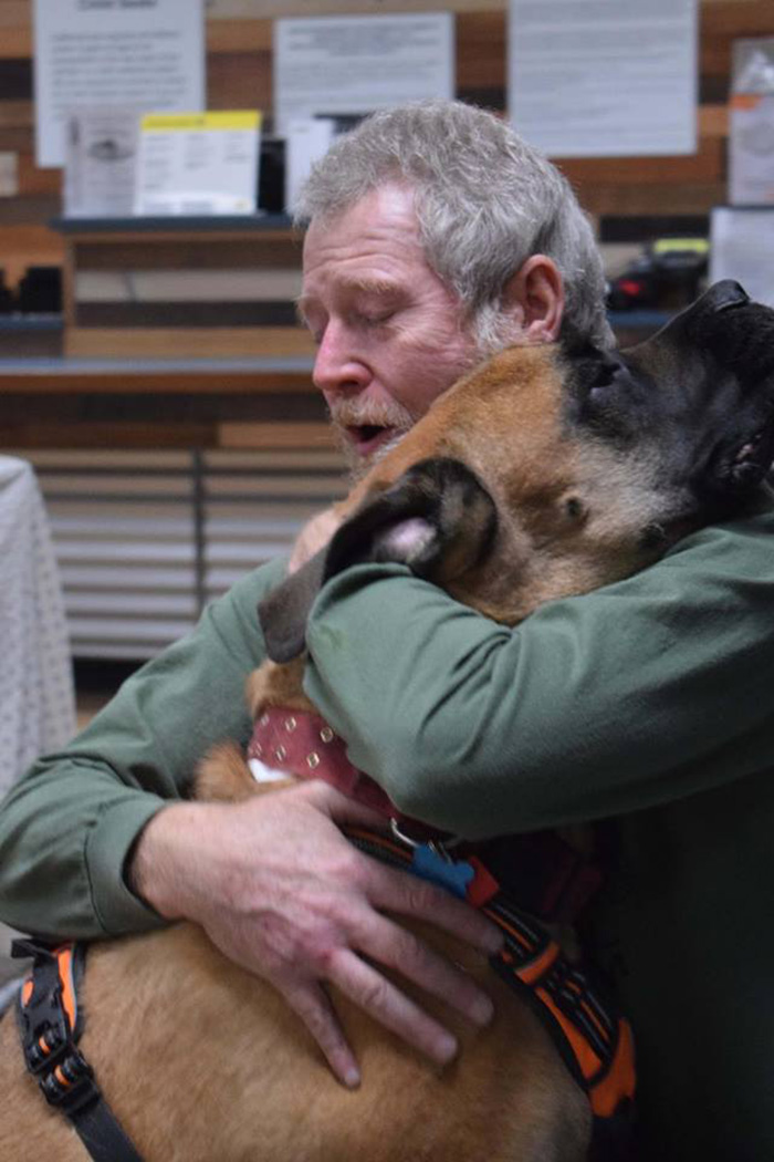 Samson and his owner share a moment of joy Samson and his owner share a moment of joy