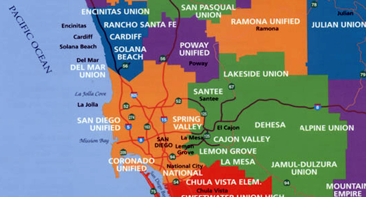 City map of the San Diego area City map of the San Diego area