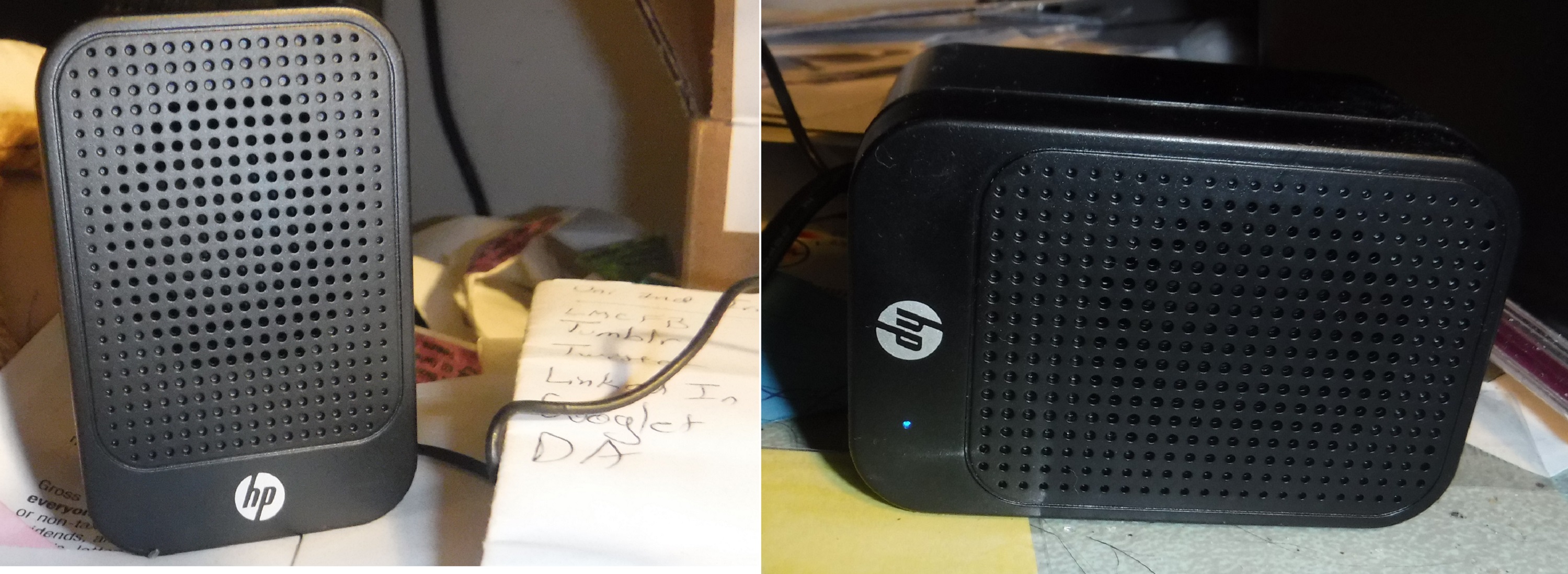 Photos I took of the speakers on my desk and put together with Microsoft Paint Photos I took of the speakers on my desk and put together with Microsoft Paint