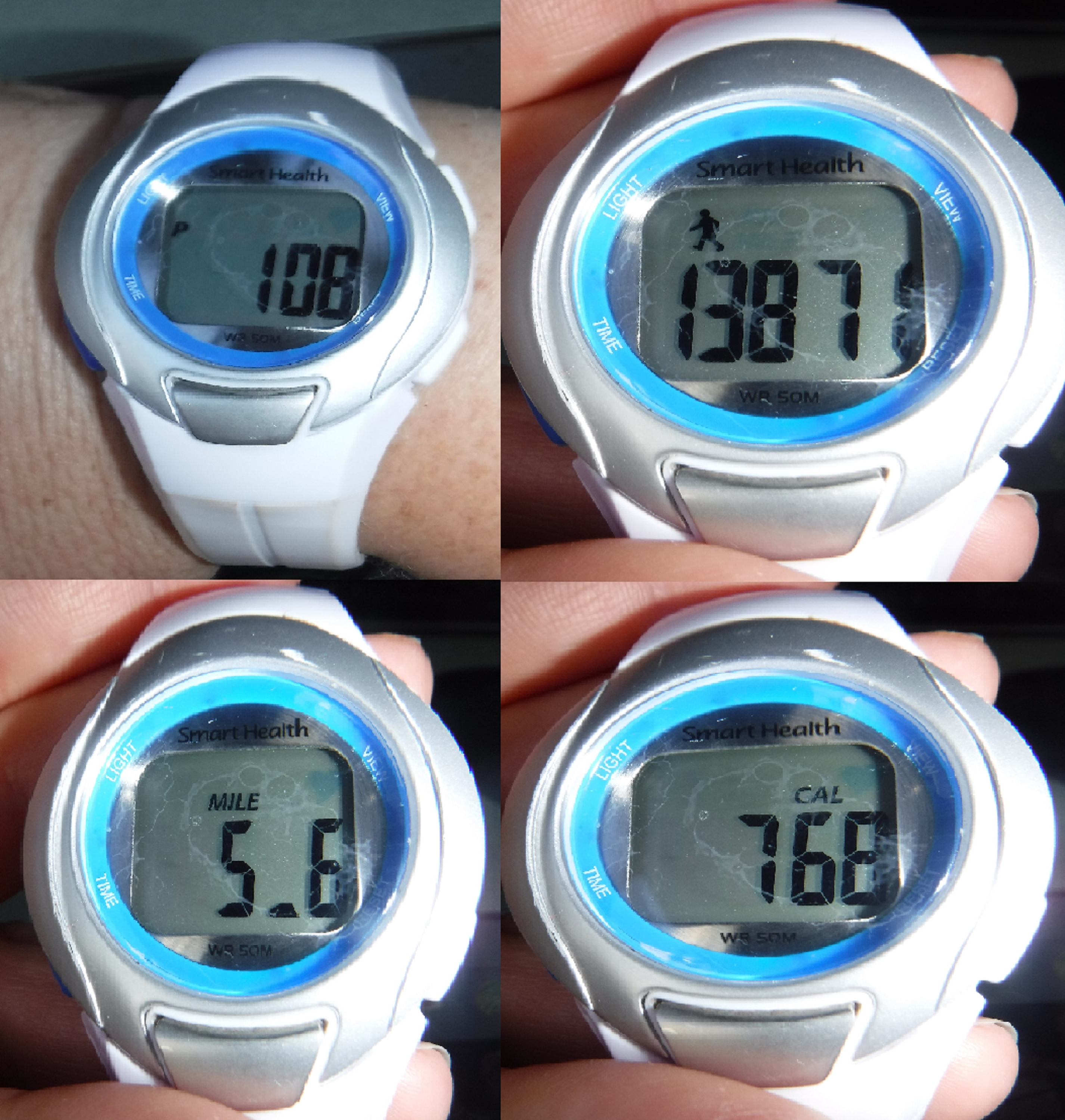 Photos I took of the different settings on my watch and "collaged"