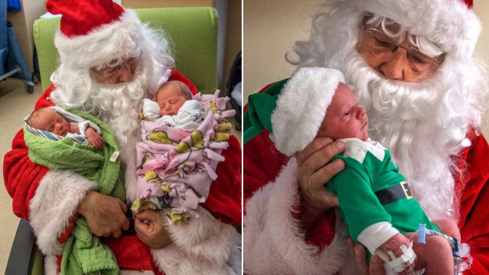 Santa Claus visits preemie babies in Grand Rapids Michigan 