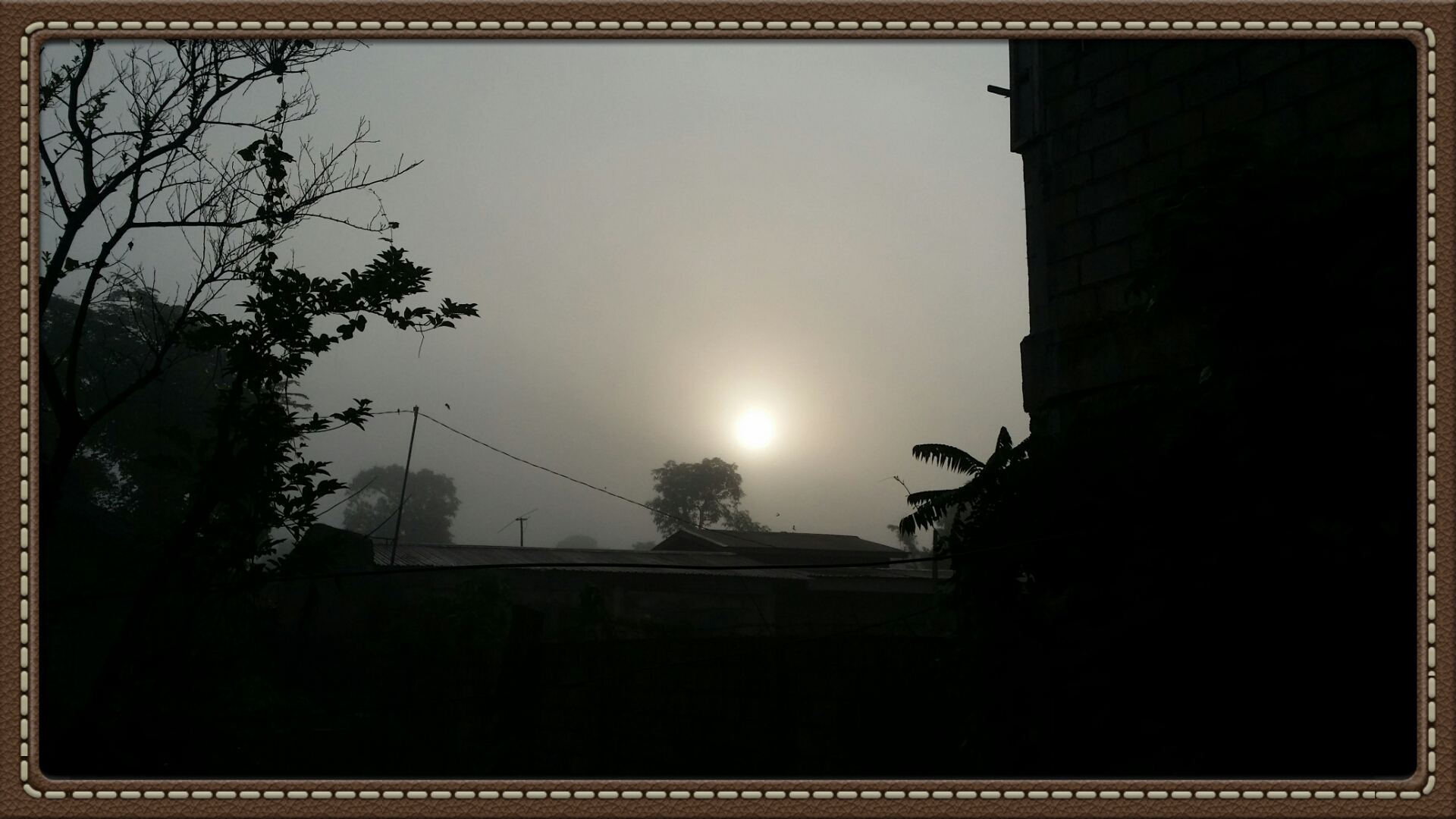 here comes the sun on a foggy morning 