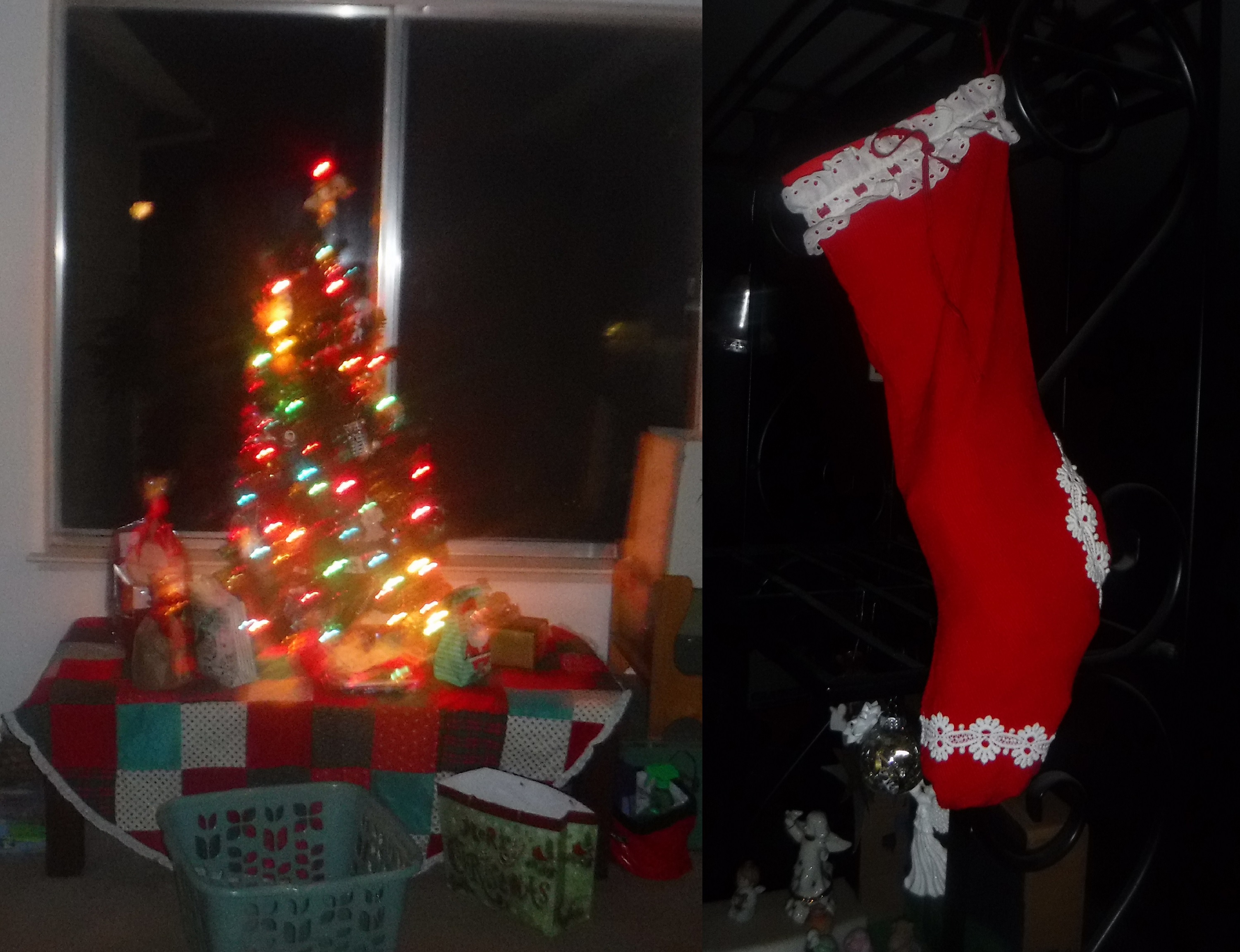 Photos I took of the tree and my stocking put together on Microsoft Paint Photos I took of the tree and my stocking put together on Microsoft Paint