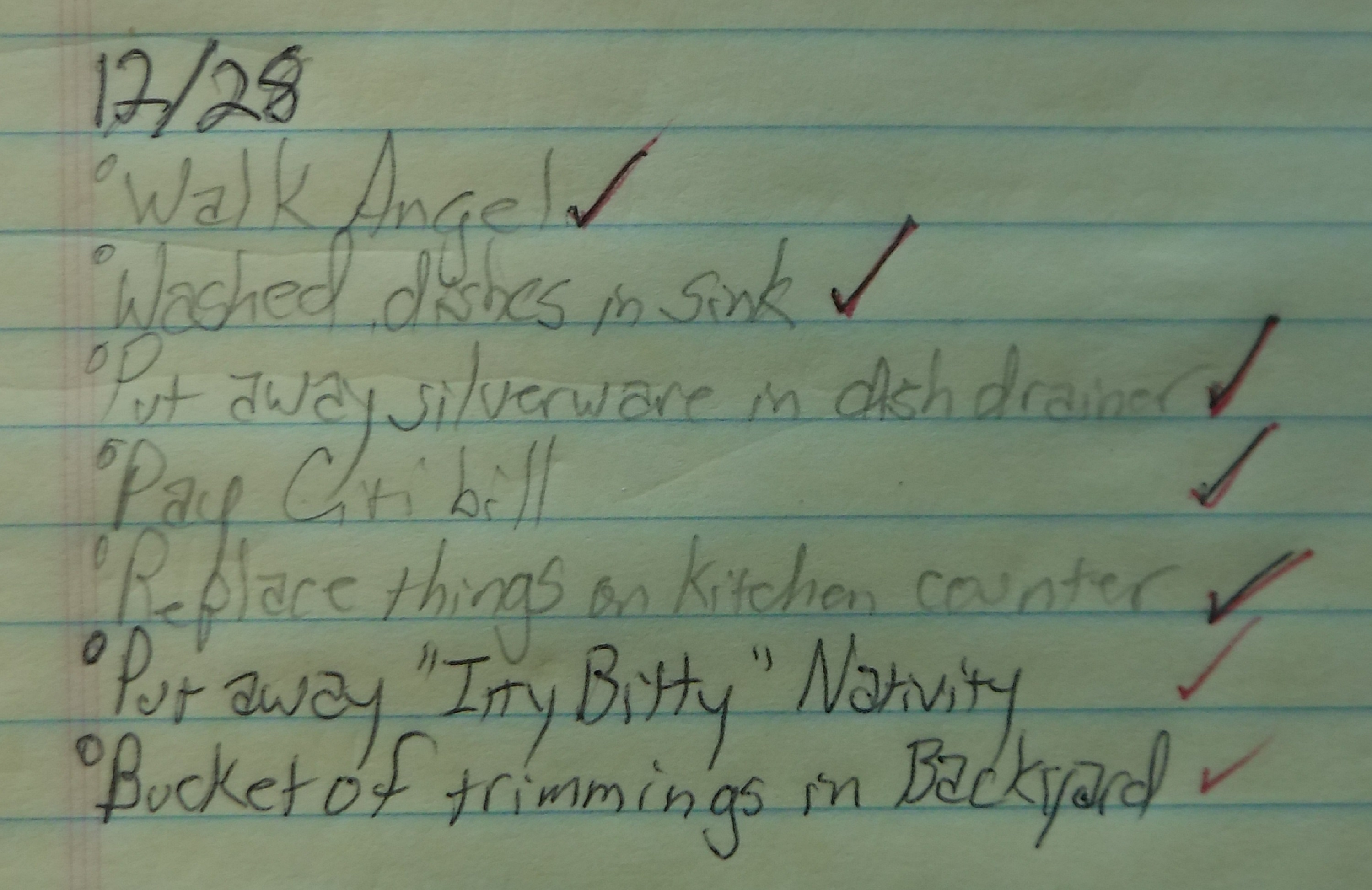 Photo I took of the "to do" list from yesterday Photo I took of the "to do" list from yesterday
