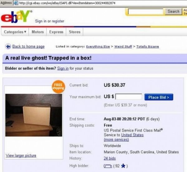 Funny Ebay Auction, real ghost