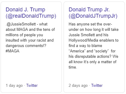 unedited screenshot of tweets