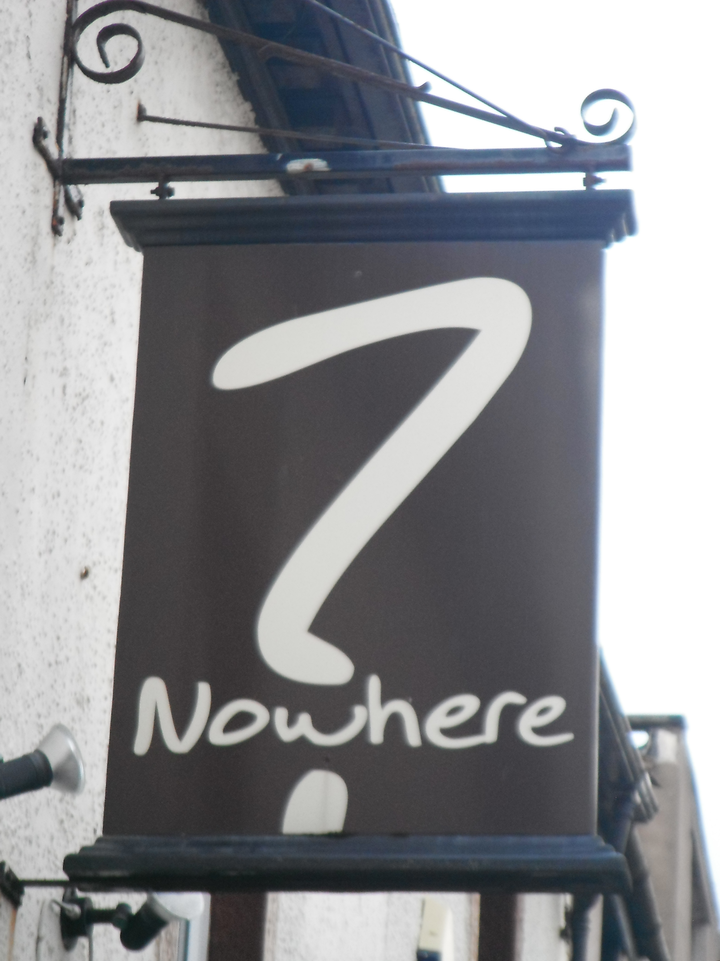 Photo taken by me – The Nowhere pub sign, Morecambe. Photo taken by me – The Nowhere pub sign, Morecambe.