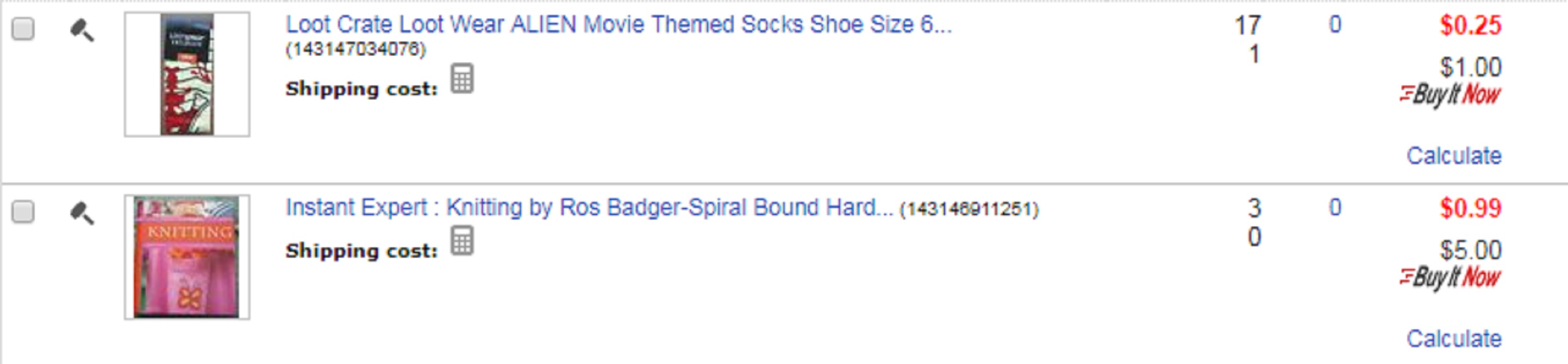 Screencap I took of my current eBay auctions Screencap I took of my current eBay auctions