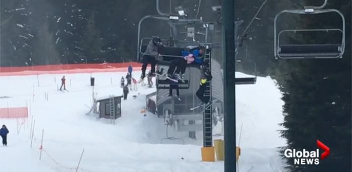 Ski lift rescue in Vancouver Canada