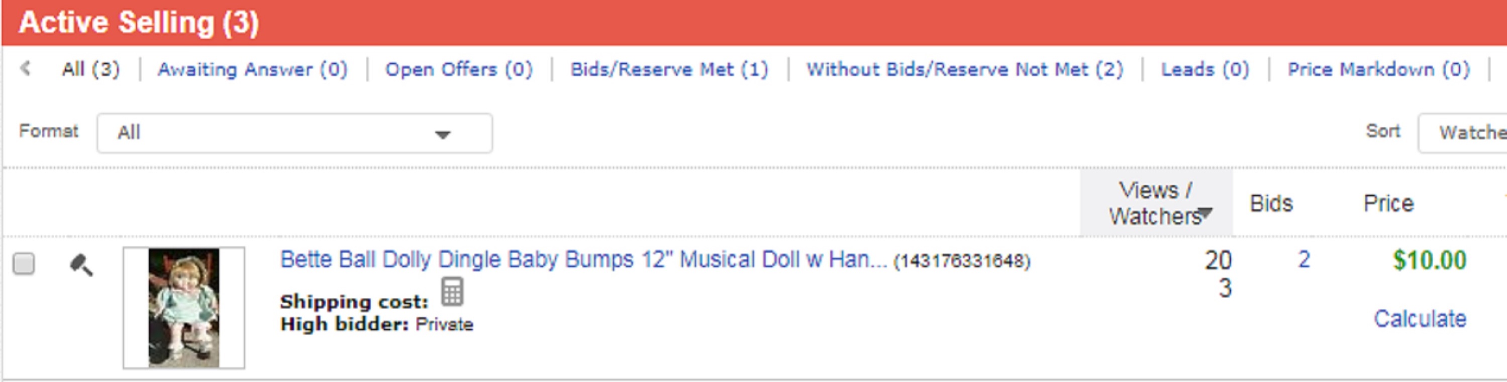 Screencap I took of the doll I have for sale on eBay