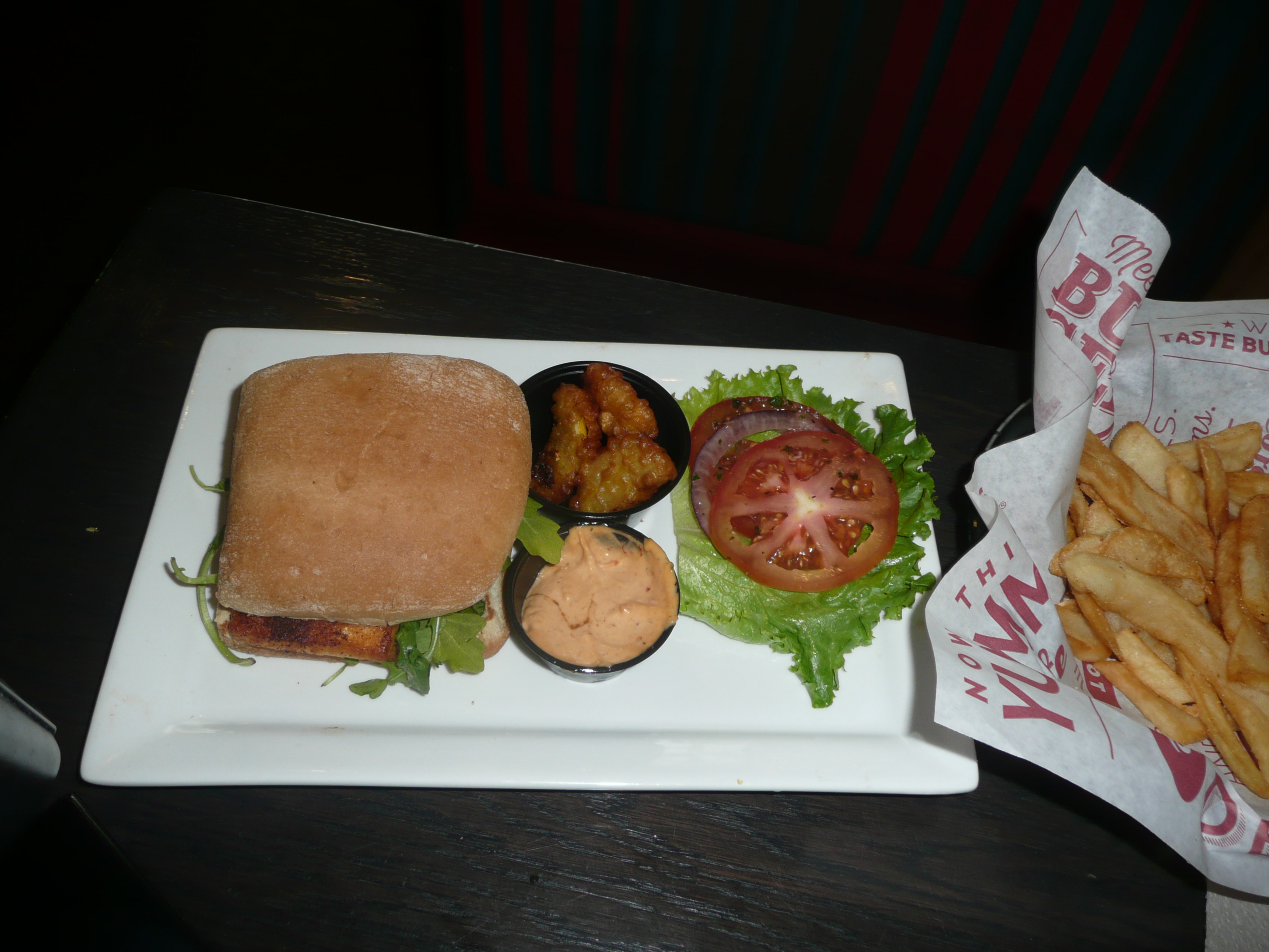 red robin,salmon,fish,burger,fires