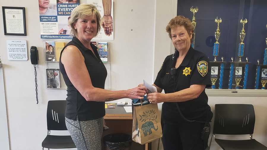 Jill James and a Placer County Sheriff's Officer policewoman Jill James and a Placer County Sheriff's Officer policewoman