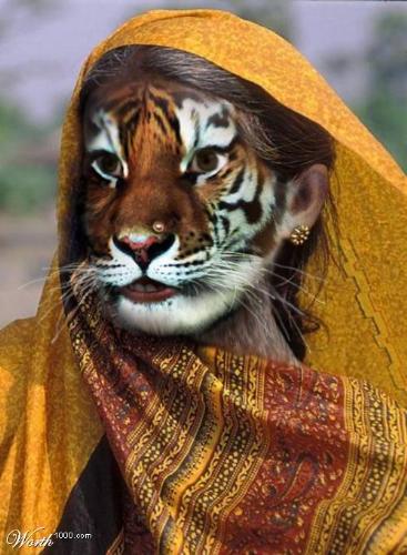 girl with a tigerz face - looks kool