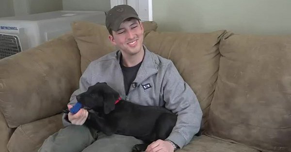 Nick Abbott and his new puppy Emerson Nick Abbott and his new puppy Emerson