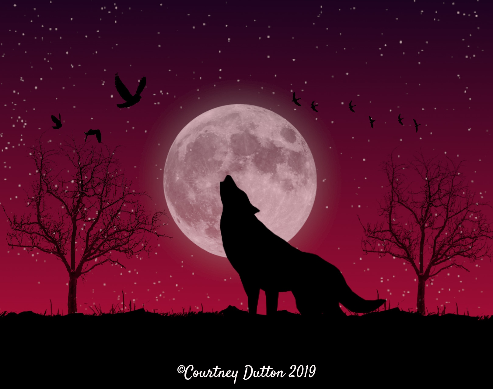 NEW Art Design ~ Wolf Howling at the Moon (4/28/19) / myLot
