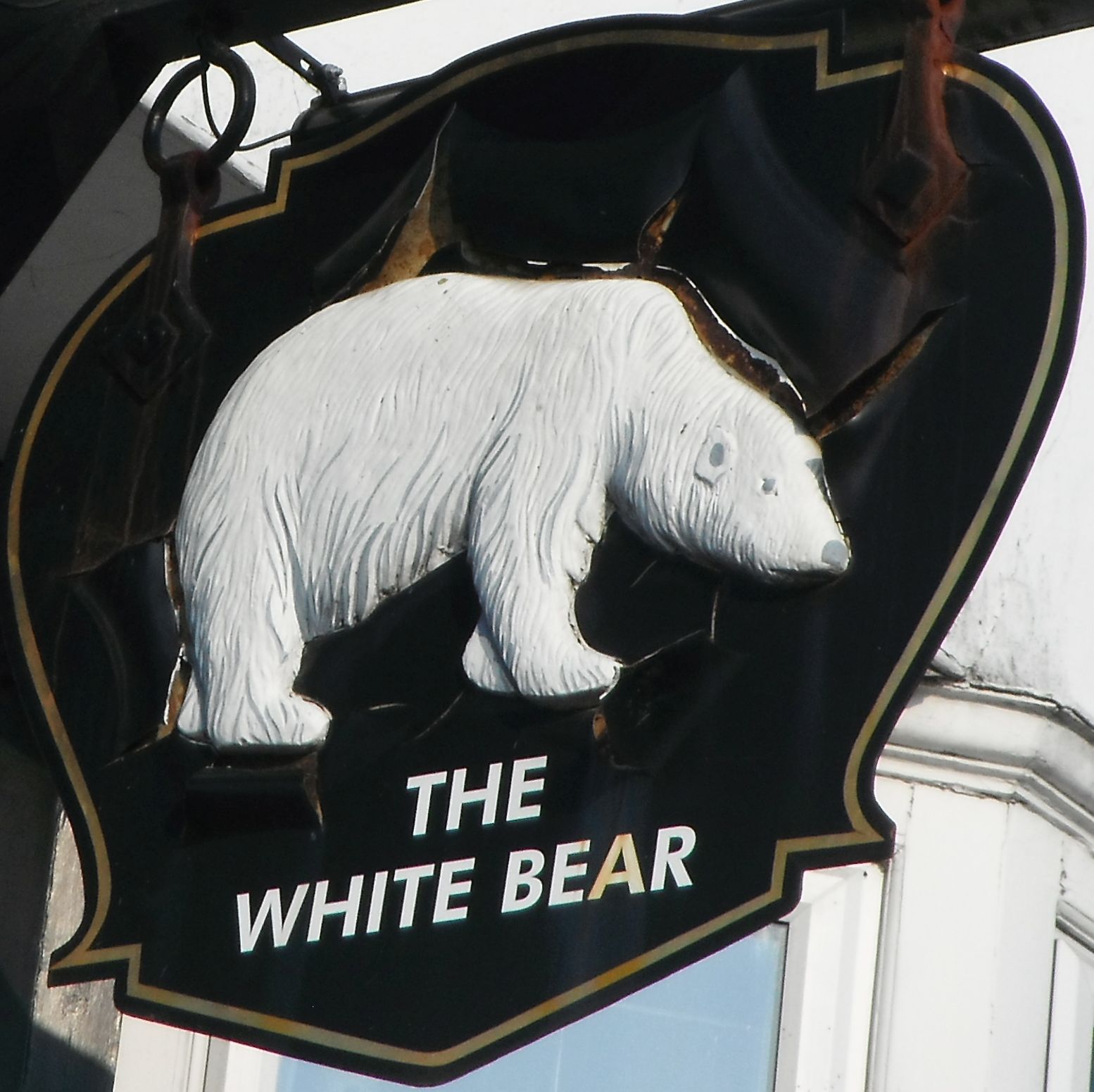 Photo taken by me – The White Bear pub sign, Hounslow, London 