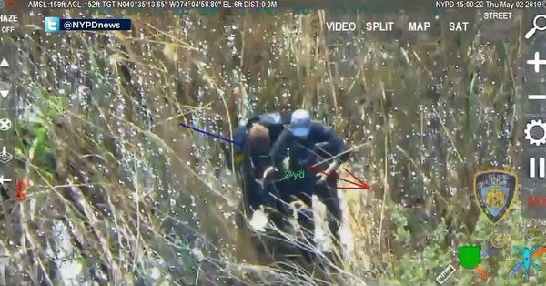 A NYPD helicopter rescue in Staten Island on Friday.
