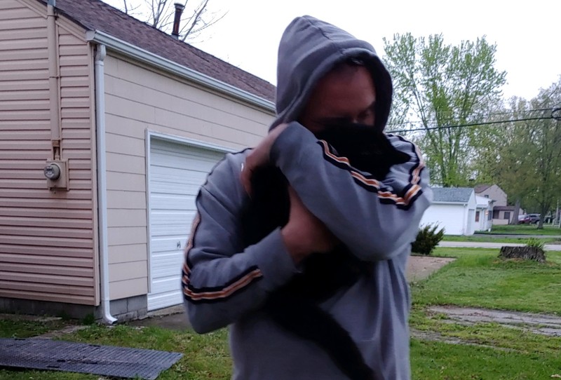A cat named Chicken reunites with his owner in Dayton Ohio A cat named Chicken reunites with his owner in Dayton Ohio