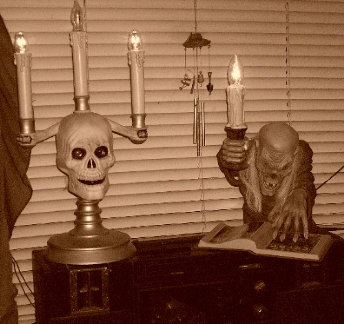 Eerie - Halloween Decorations, Lovely yes? I try to get mom to keep them up year round, but she won't. *Sulks*