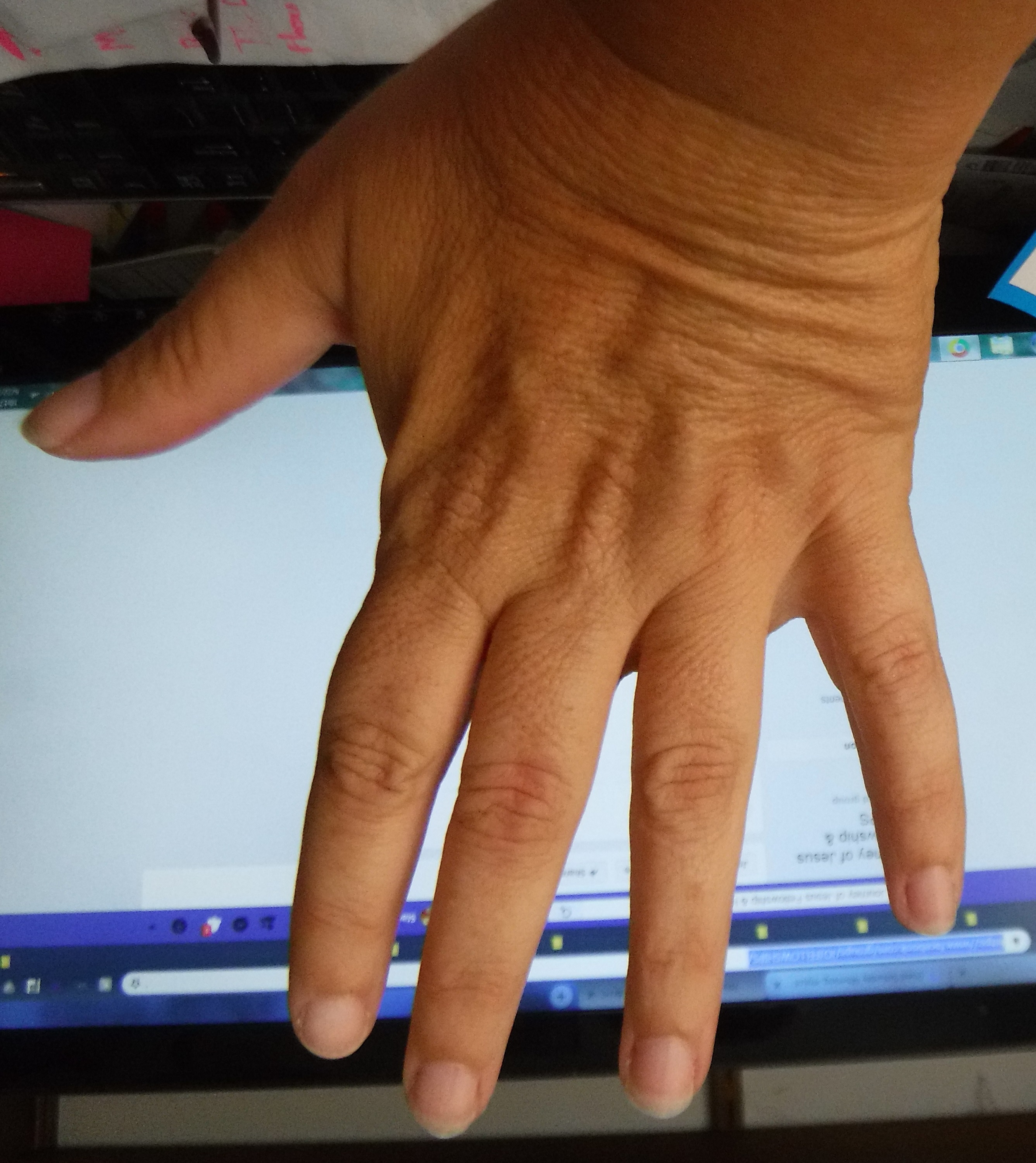 Photo I took of my hand flipped upside down with Microsoft Paint