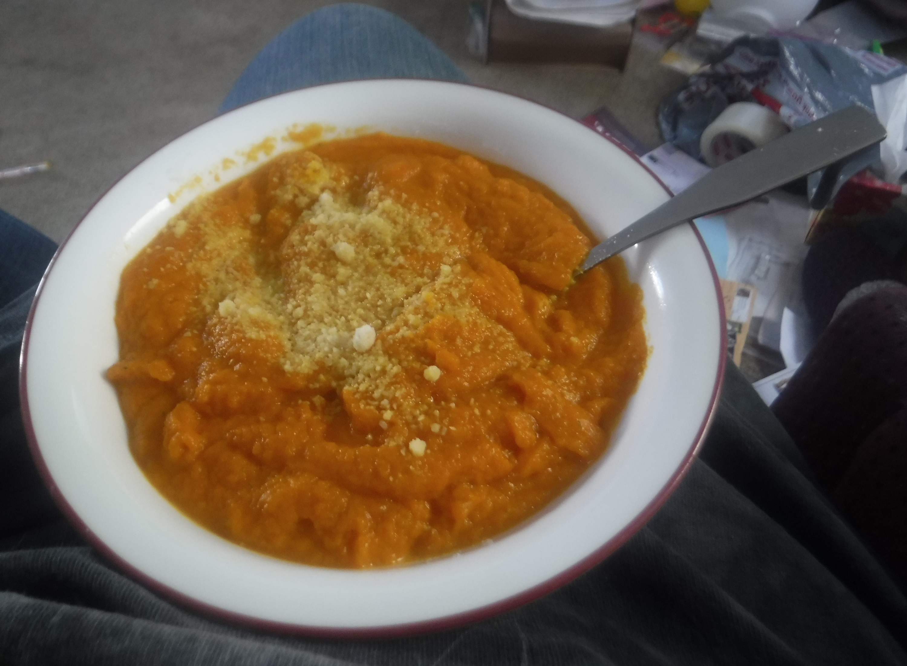 Photo I took of my bowl of carrot soup I had for dinner. Photo I took of my bowl of carrot soup I had for dinner.