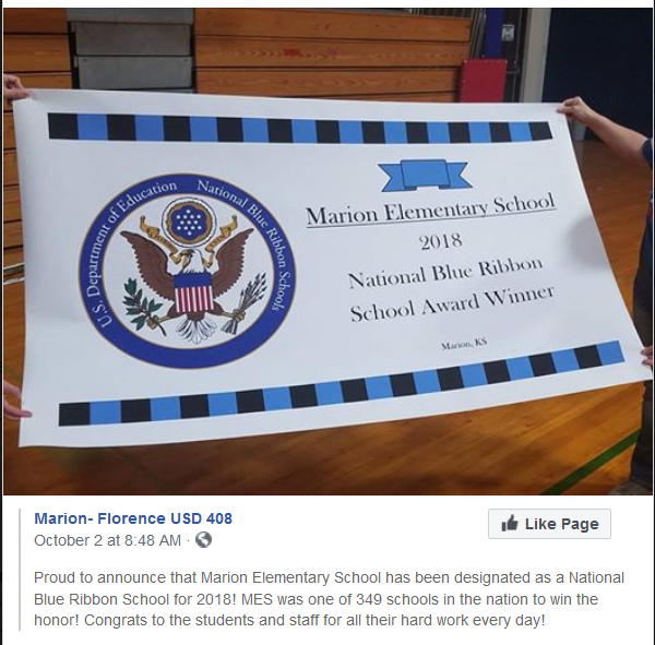 Award won by the elementary where I work. Award won by the elementary where I work.
