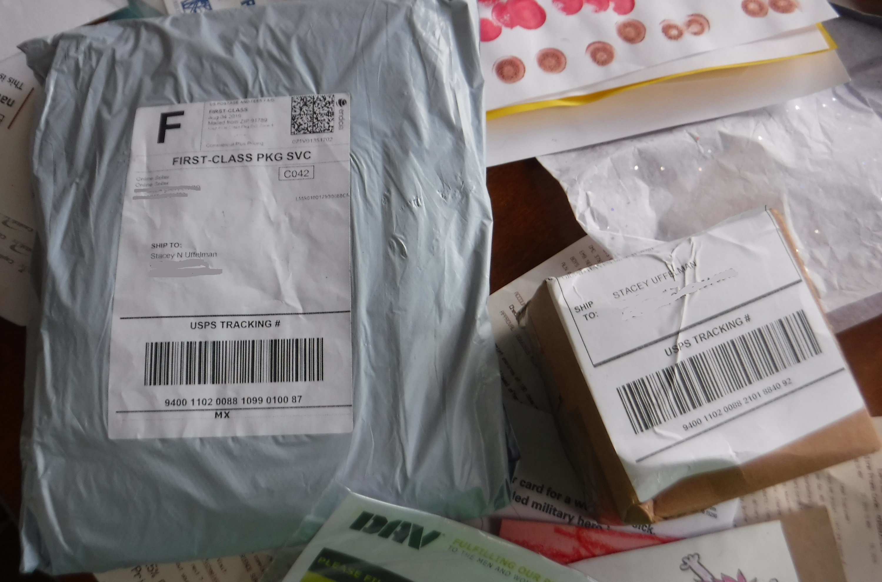 Photo I took of the packages I received today