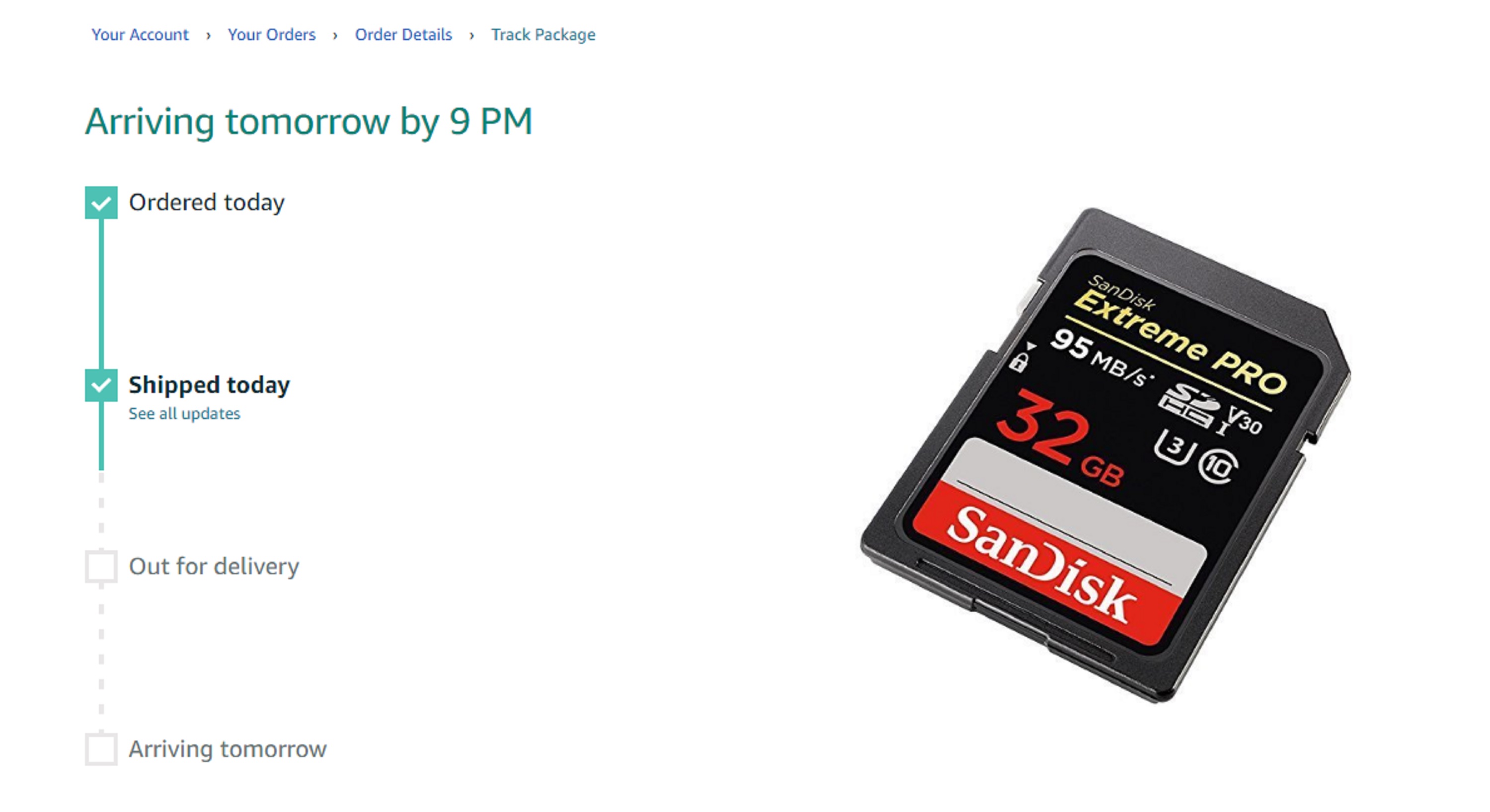 screencap of the email I got about my memory card delivery. screencap of the email I got about my memory card delivery.