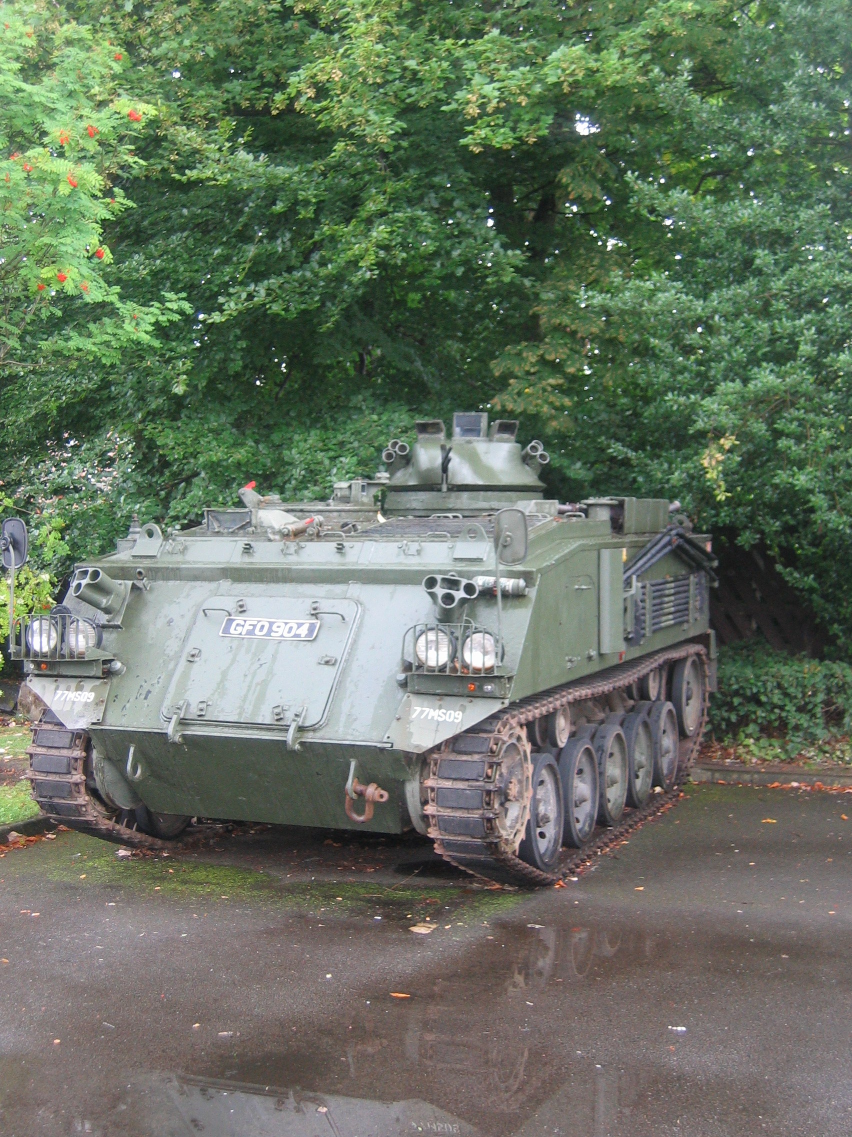Photo taken by me – A tank (not a flamethrower) in a pub car park in Withington, Manchester 