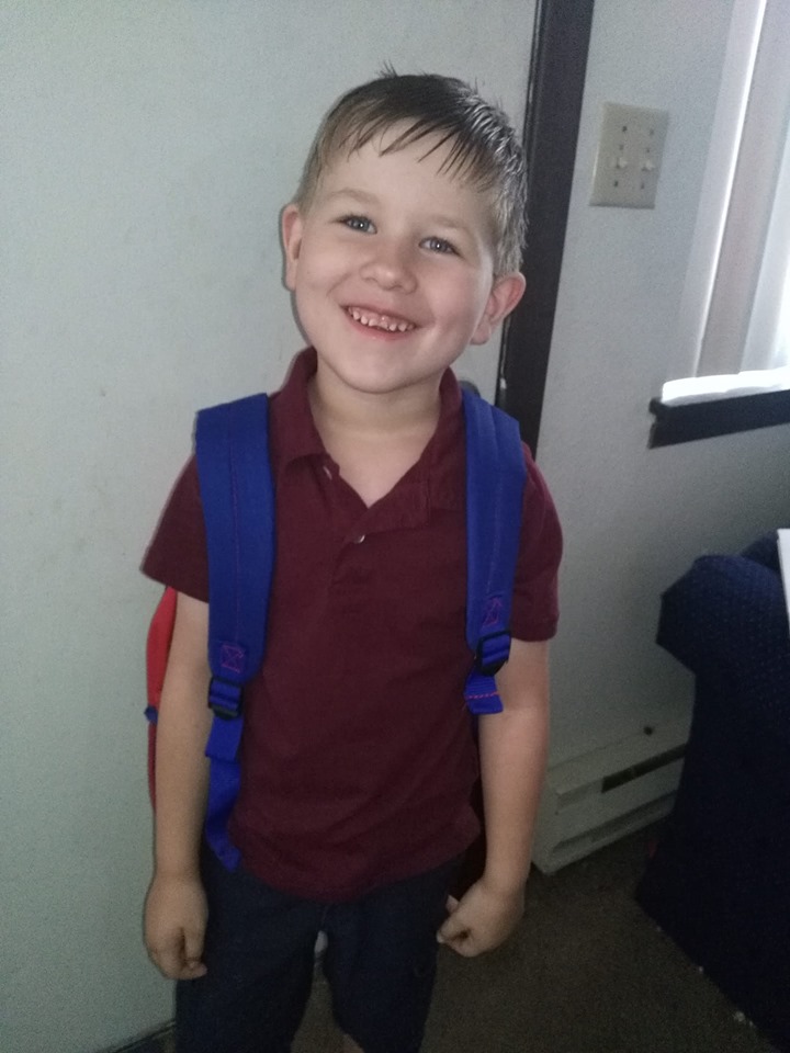 Eli w/his backpack, ready for school Eli w/his backpack, ready for school