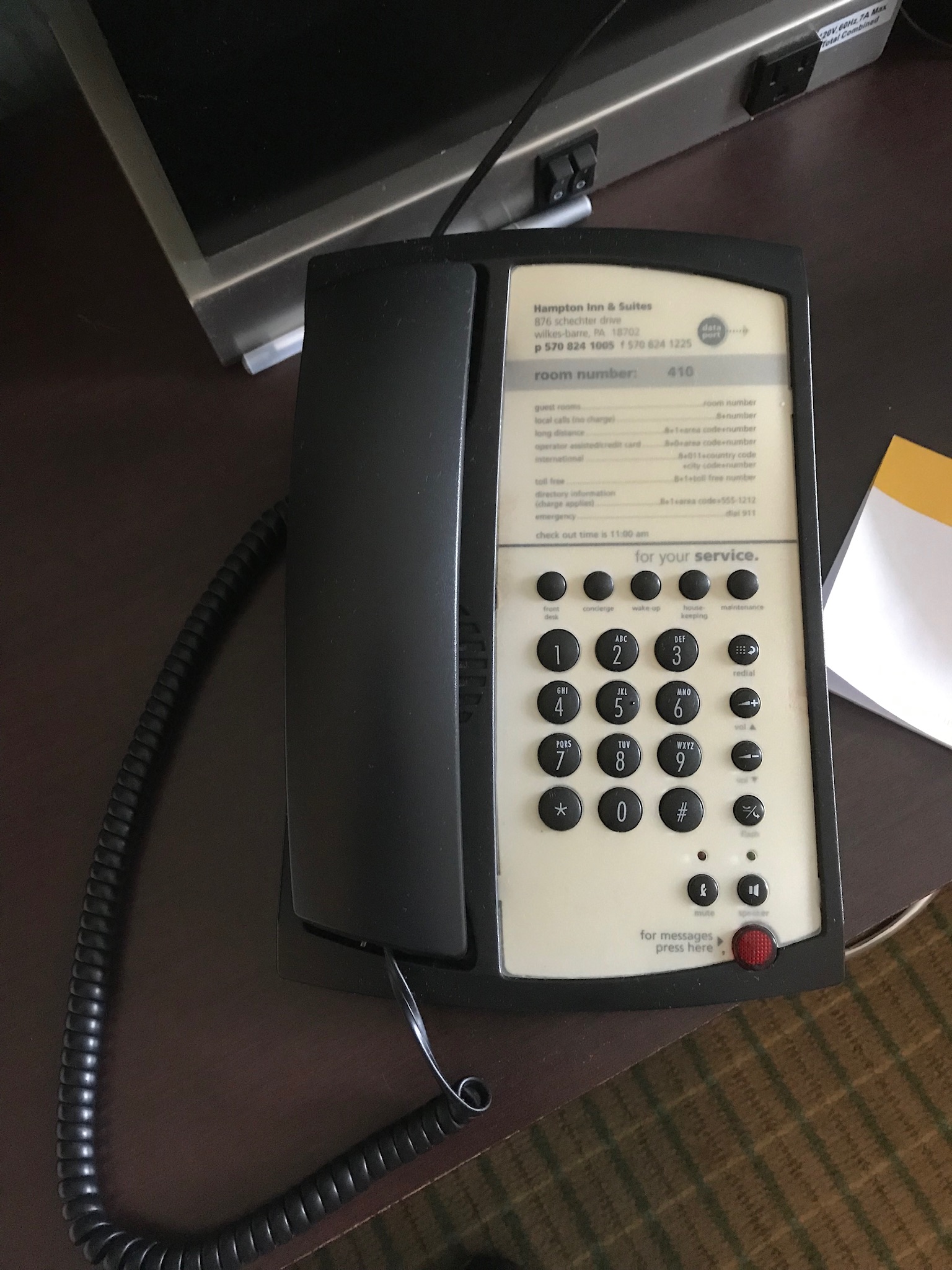 The phone in my hotel room.  Photo taken by and the property of FourWalls.