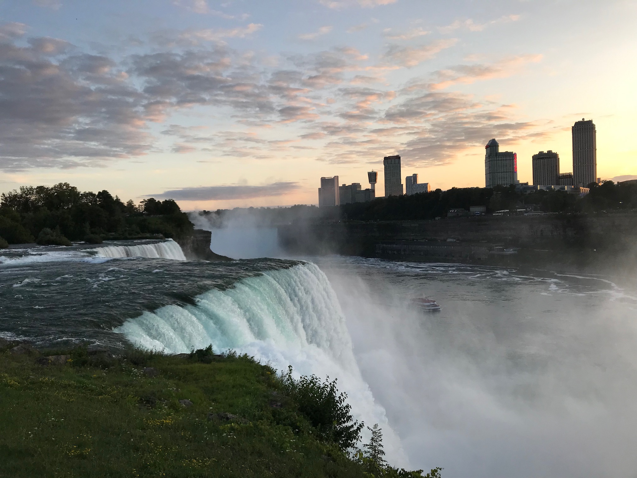 The Horseshoe Falls in the background and the American Falls up close at Niagara Falls State Park. Photo taken by and the property of FourWalls. The Horseshoe Falls in the background and the American Falls up close at Niagara Falls State Park. Photo taken by and the property of FourWalls.