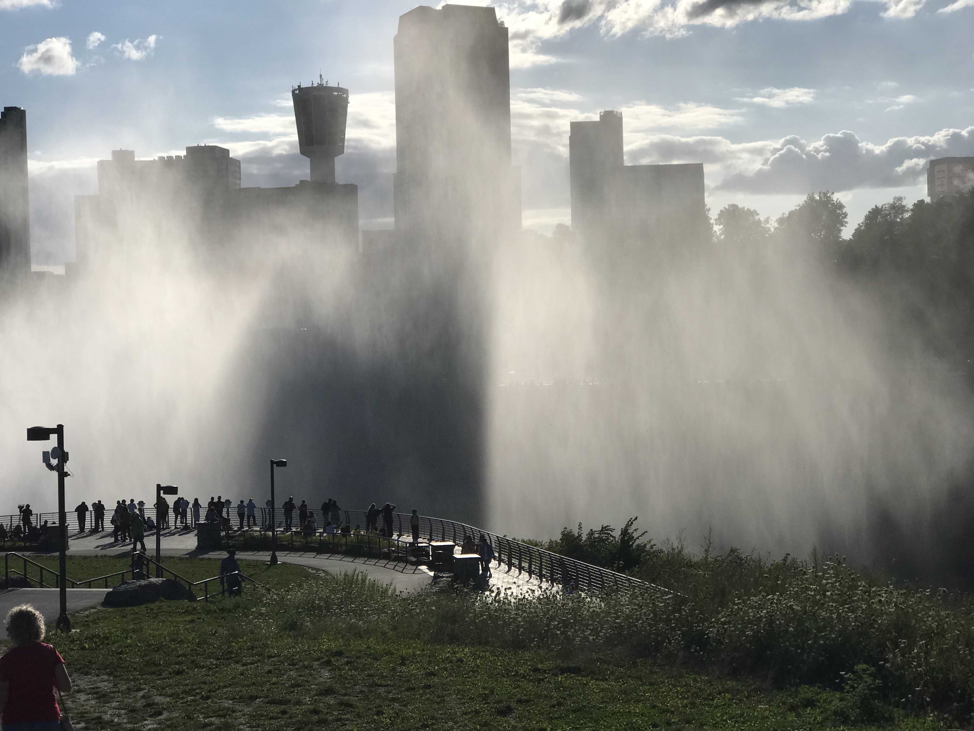 The sun lights the mist rising from the Horseshoe Falls at Niagara Falls. Photo taken by and the property of FourWalls. The sun lights the mist rising from the Horseshoe Falls at Niagara Falls. Photo taken by and the property of FourWalls.