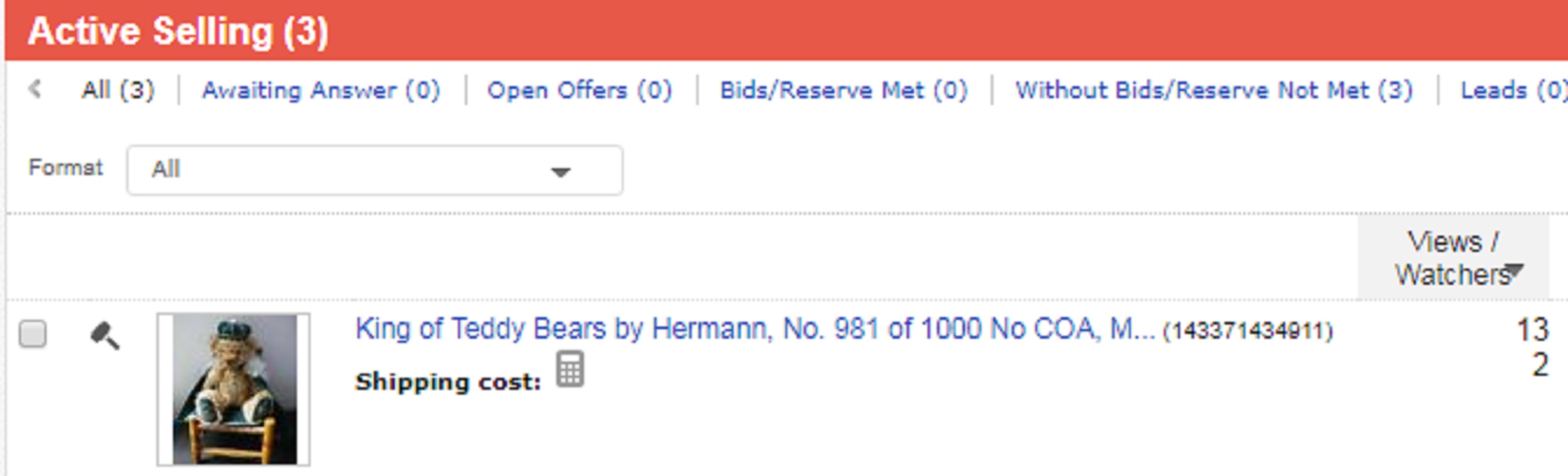 Screen cap of my eBay auction 10:12 pm PST 9-3-19 Screen cap of my eBay auction 10:12 pm PST 9-3-19