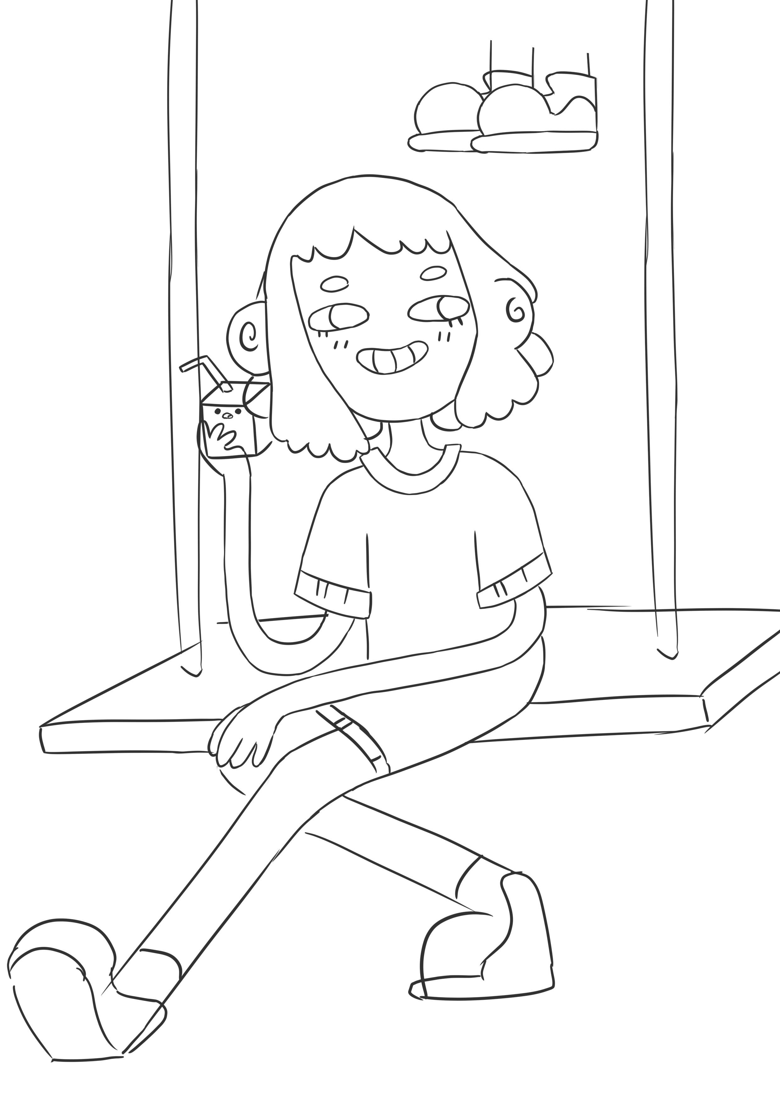 This is Angie, playing on a swing and having fun