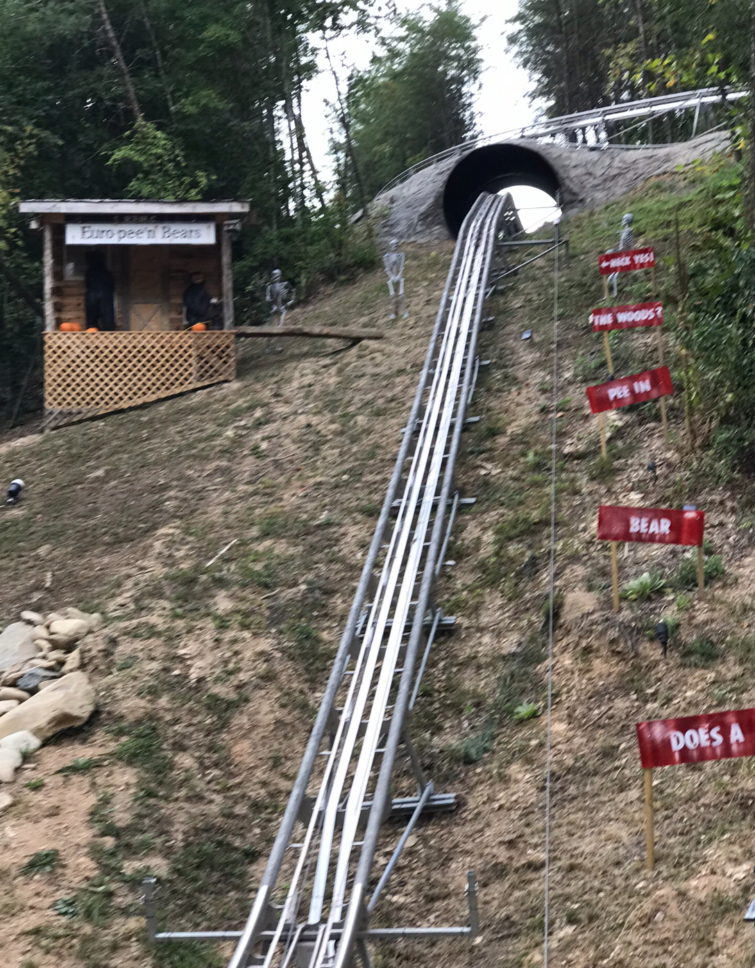 Going up one of four inclines at Rocky Top Mountain Coaster. Photo taken by and the property of FourWalls. Going up one of four inclines at Rocky Top Mountain Coaster. Photo taken by and the property of FourWalls.
