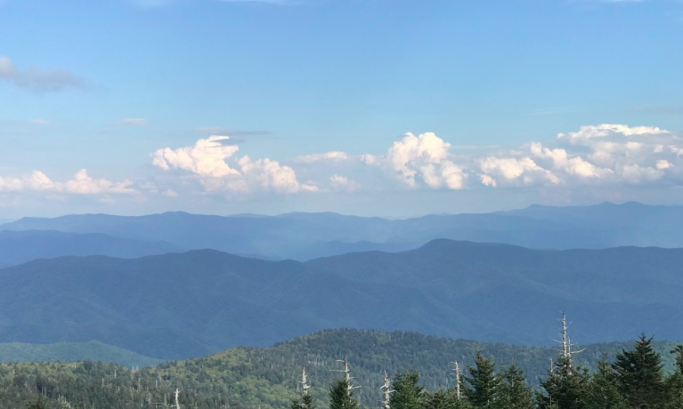The view from the observation tower at Clingmans Dome in the Smoky Mountains. Photo taken by and the property of FourWalls. The view from the observation tower at Clingmans Dome in the Smoky Mountains. Photo taken by and the property of FourWalls.