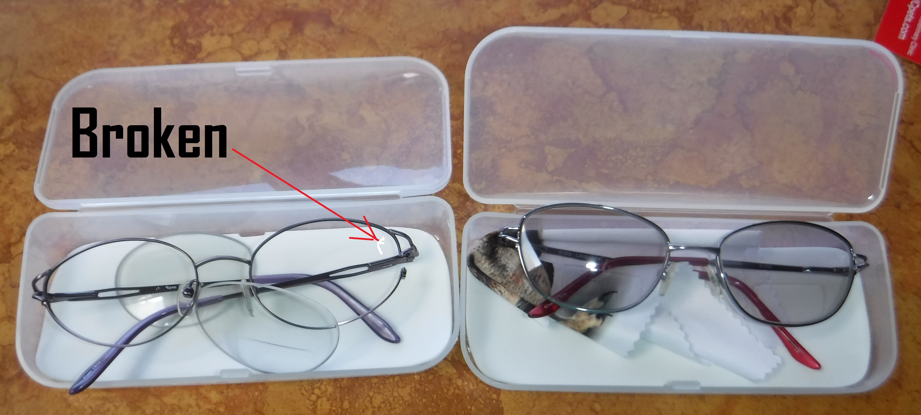Photo I took of my two pairs of glasses--lettering added on Microsoft Paint Photo I took of my two pairs of glasses--lettering added on Microsoft Paint