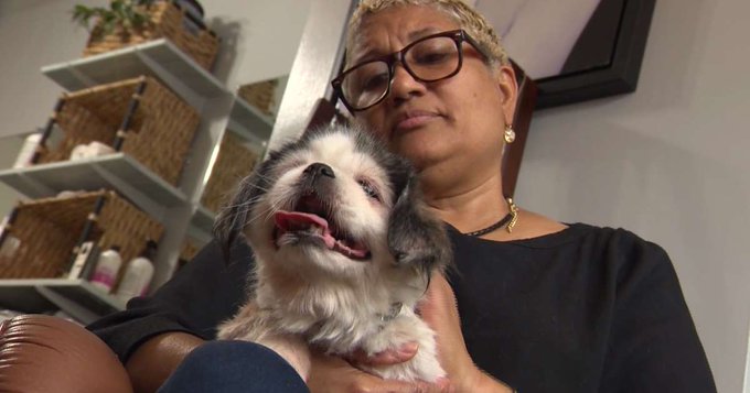 Altagracia Baldera with her pet dog Virgo Altagracia Baldera with her pet dog Virgo